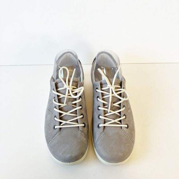 Ecco Soft 2.0 Walking Shoe Sneaker Grey Nubuck Leather Size Euro 37/US 6/6.5 - Picture 3 of 12